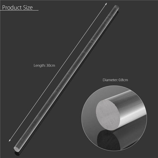 Immagine di 5Pcs Transparent Acrylic Round Rod 0.8cm Diameter 30cm Length Solid Acrylic Rod