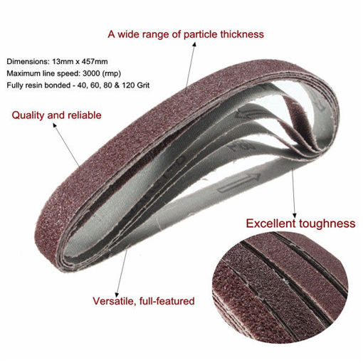 Immagine di 20pcs 13x457mm Zirconia Abrasive Sanding Belts 40/60/80/120 Grit
