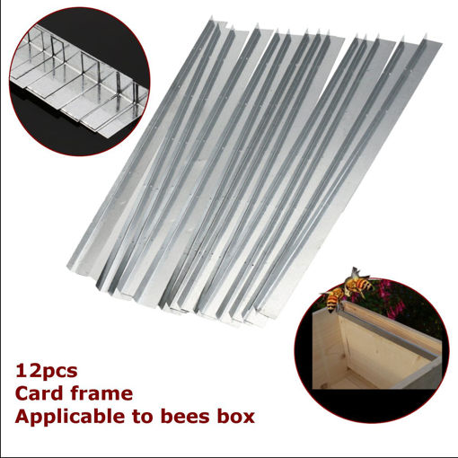 Immagine di 12Pcs Galvanized Steel Bee Hive Beekeeping Brood Box Card Frame Runners 15 Inch Beekeeping Frame